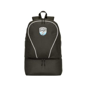 Official Attica Rugby black backpack with bottom boot compartment and club crest