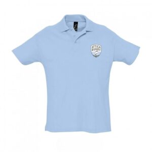 Official Attica Rugby sky blue polo shirt with embroidered crest