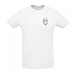 Official Attica Rugby white t-shirt with embroidered crest on chest